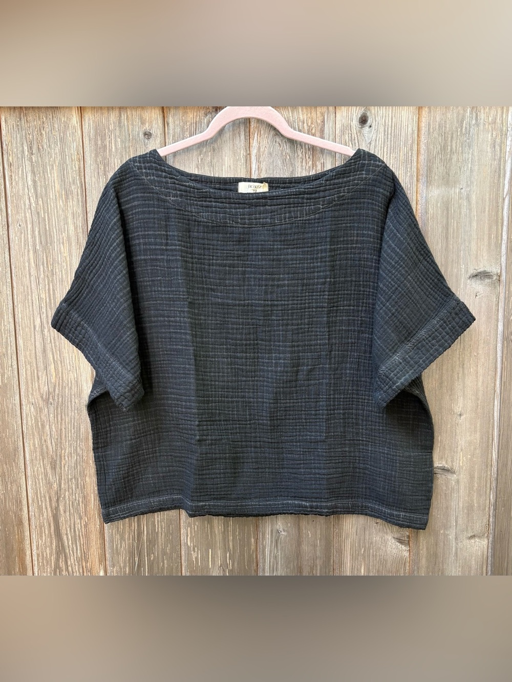 Ikikiz Pokoloko Crinkle Boat Top One Sized Black NWT  Festival Quiet Money Beach